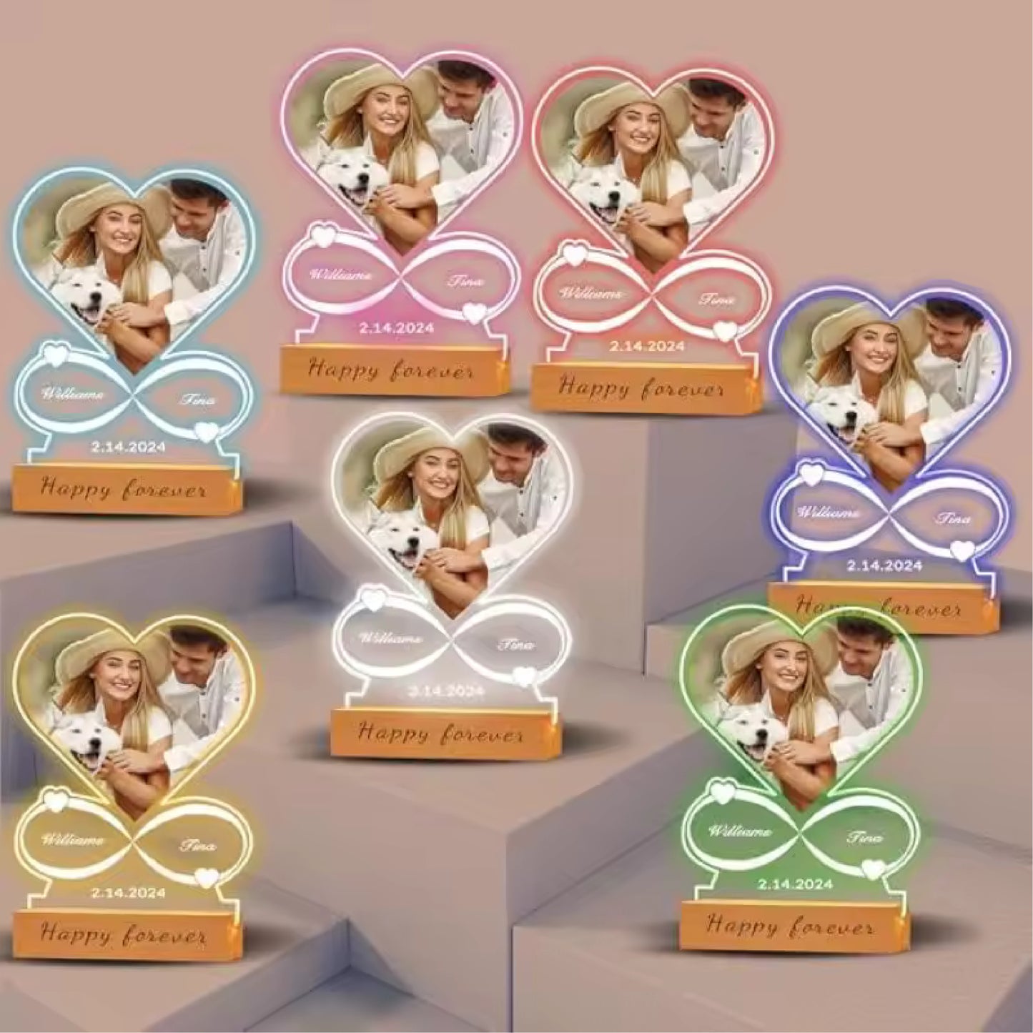 Personalized Anniversary Couples Gifts For Women And Men, Custom Acrylic Heart Picture Frame With Photo, Custom Acrylic Spotify