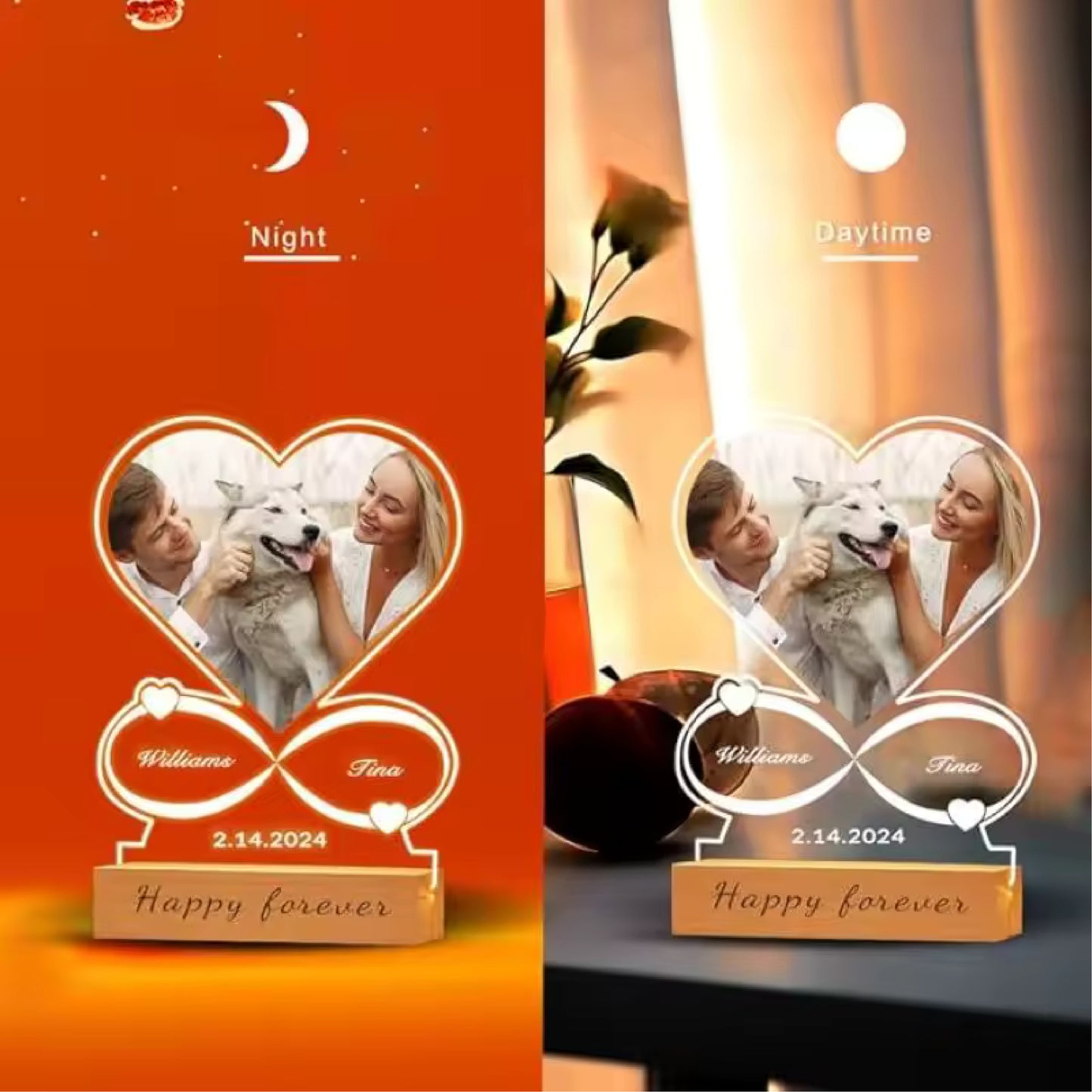 Personalized Anniversary Couples Gifts For Women And Men, Custom Acrylic Heart Picture Frame With Photo, Custom Acrylic Spotify