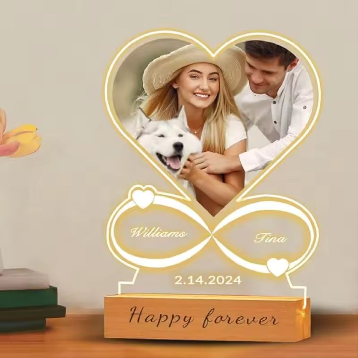 Personalized Anniversary Couples Gifts For Women And Men, Custom Acrylic Heart Picture Frame With Photo, Custom Acrylic Spotify